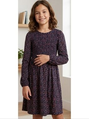 GAP Kids Smocked A-Line dress Navy Ditsy Floral Size XL (12)